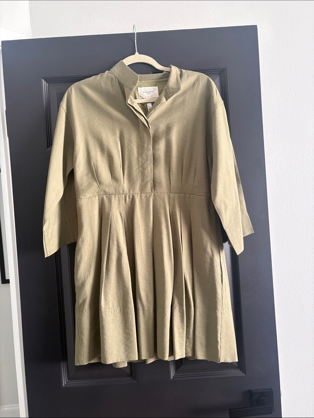 Tuckernuck Olive Green Long-Sleeve Pleated Dress